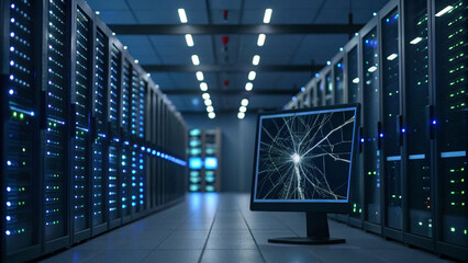 Data Breach in High-Tech Server Room with Leaking Critical Information