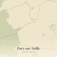 Fototapeta premium Vintage map of Port-sur-Seille, France.