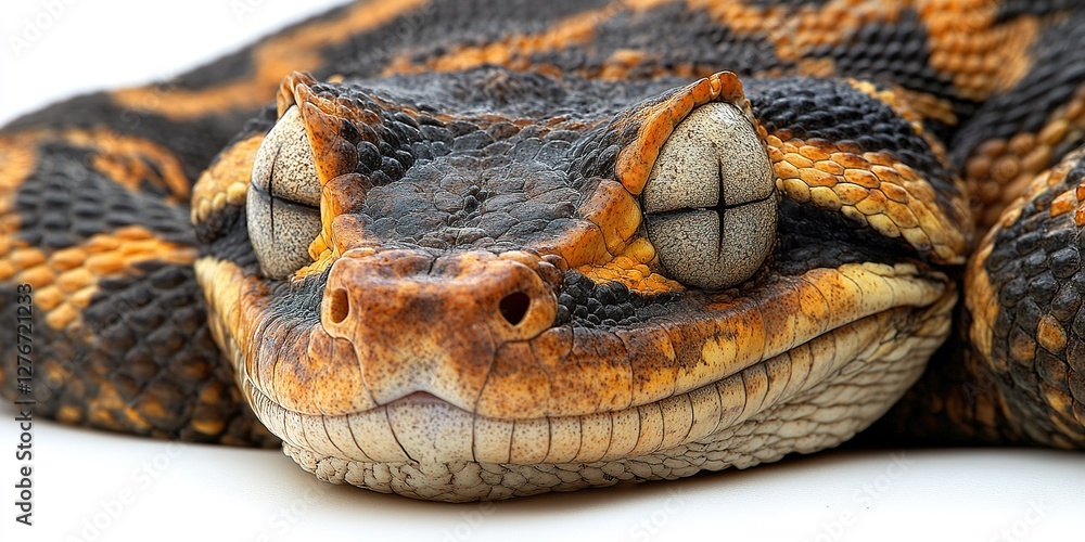 Poster close-up of an exotic snake showcasing vibrant scales and unique patterns in a natural setting