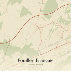 Obraz premium Vintage map of Pouilley-Français, France.