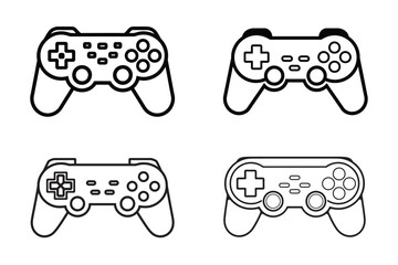 Set of game controller vector art silhouette