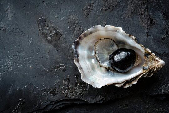 Black pearl oyster shell invertebrate.