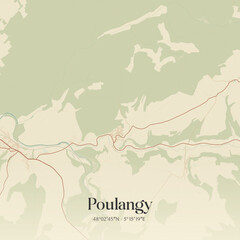 Obraz premium Vintage map of Poulangy, France.
