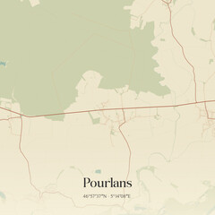 Obraz premium Vintage map of Pourlans, France.