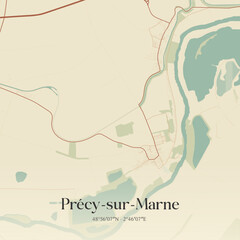 Obraz premium Vintage map of Précy-sur-Marne, France.
