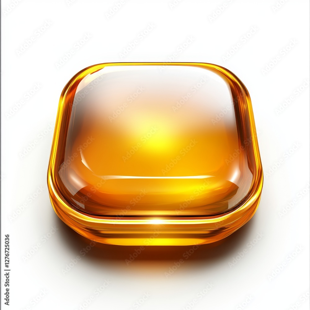 Poster a 3d rendered yellow square with rounded corners, designed as a blank mobile application icon or but