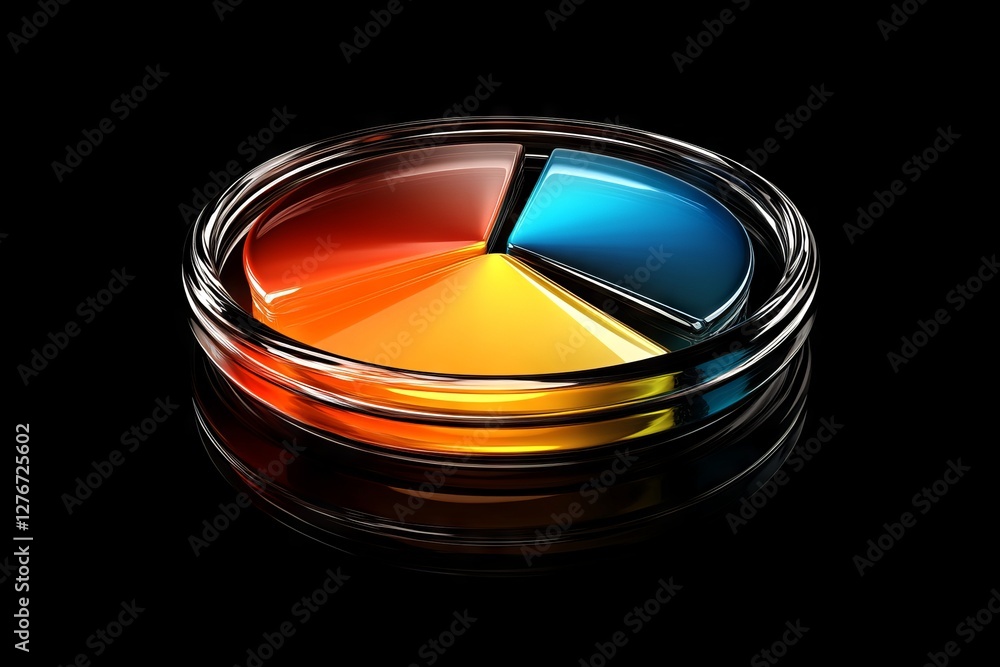 Poster a business chart icon with a glassy pastel color scheme and a colorful gradient light, rendered in 3
