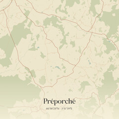 Obraz premium Vintage map of Préporché, France.