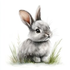 Obraz premium A lovely watercolor painting of a sweet rabbit, suitable for children's literature, greeting cards, or animal-inspired decor