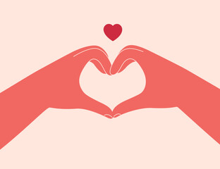 Two hands make heart shape by fingers. Korean Gesture of love and respect. Adult arms showing like gesture. kindness, relationship and friendship symbol. Vector illustration