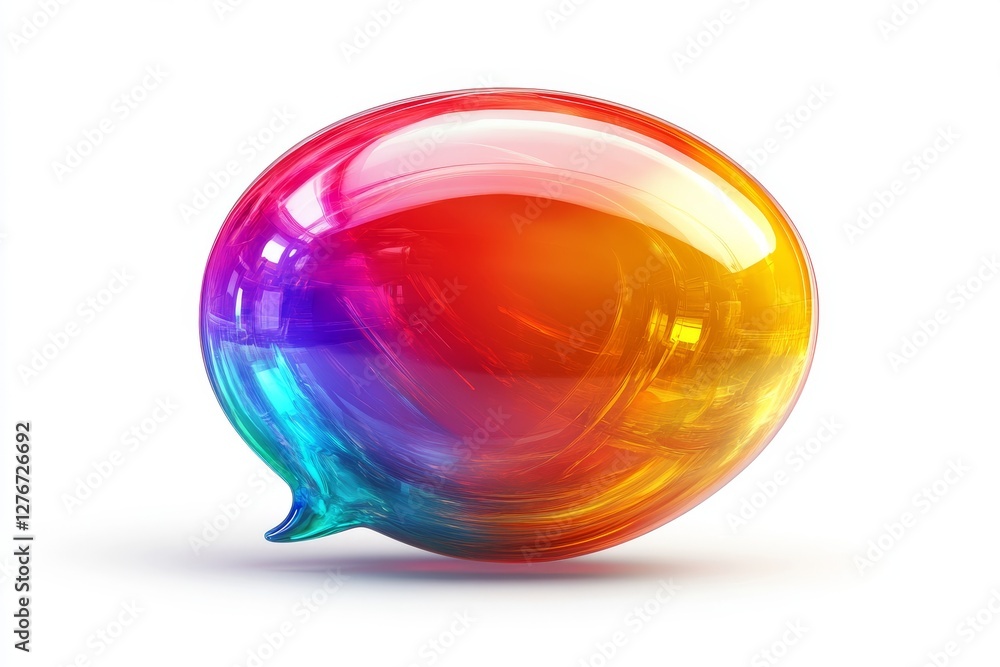 Poster a colorful gradient message bubble icon in 3d, ideal for graphic design, ui/ux design, presentations