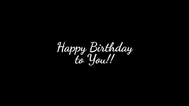 Happy Birthday Text Animation on Black Background