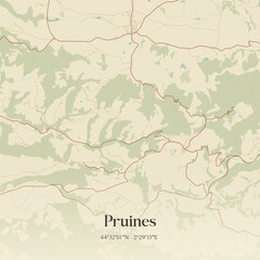 Obraz premium Vintage map of Pruines, France.