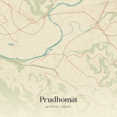 Obraz premium Vintage map of Prudhomat, France.