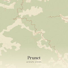 Obraz premium Vintage map of Prunet, France.