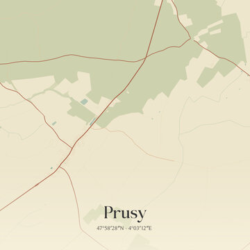 Vintage map of Prusy, France.