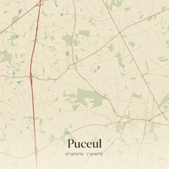 Obraz premium Vintage map of Puceul, France.