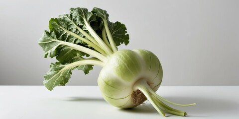  Fresh Kohlrabi on White Background
