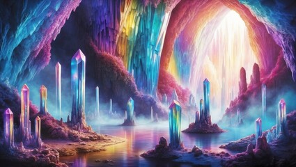 Fantasy Cave with Rainbow Crystals