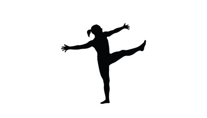 Dancing silhouette expressing joy on white background