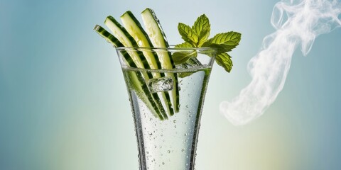 Cucumber and Mint in Glass
