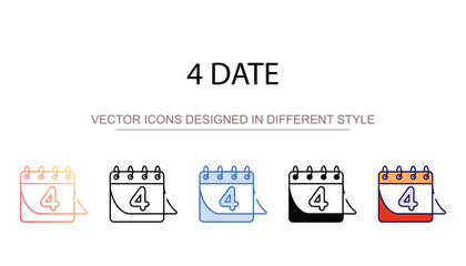 4 Date icon design with white background stock illustration