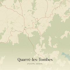 Fototapeta premium Vintage map of Quarré-les-Tombes, France.