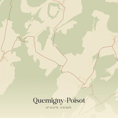 Fototapeta premium Vintage map of Quemigny-Poisot, France.