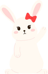Cute Easter Bunny Raising Hand illustration
