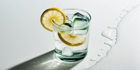 Sparkling Lemon Water in a Glass 