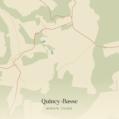 Obraz premium Vintage map of Quincy-Basse, France.