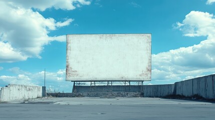 Obraz premium Empty outdoor billboard under a blue sky with clouds