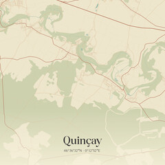 Obraz premium Vintage map of Quinçay, France.