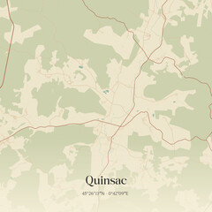 Obraz premium Vintage map of Quinsac, France.