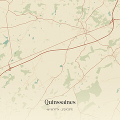 Obraz premium Vintage map of Quinssaines, France.