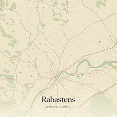 Vintage map of Rabastens, France.