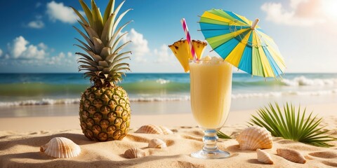 Pi&ntilde;a Colada on a Sandy Beach
