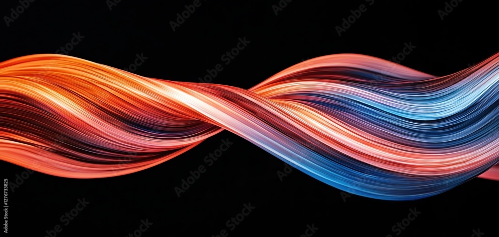 Poster colorful wave patterns create a dynamic and vibrant visual effect on a dark background.