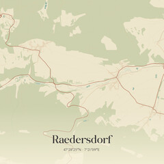 Obraz premium Vintage map of Raedersdorf, France.