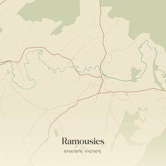 Obraz premium Vintage map of Ramousies, France.