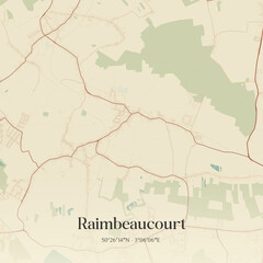 Fototapeta premium Vintage map of Raimbeaucourt, France.