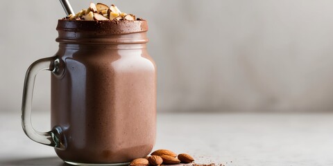 Rich and Creamy Chocolate Smoothie in a Mason Jar