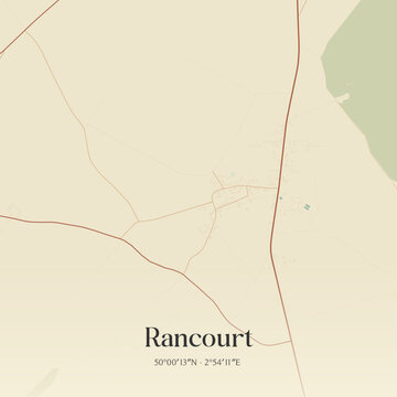 Vintage map of Rancourt, France.