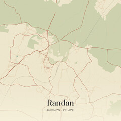 Fototapeta premium Vintage map of Randan, France.