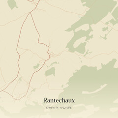 Obraz premium Vintage map of Rantechaux, France.