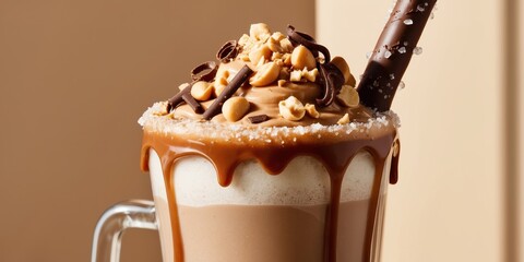 Thick and Creamy Peanut Butter Chocolate Milkshake with Nuts