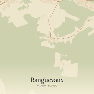 Vintage map of Ranguevaux, France.