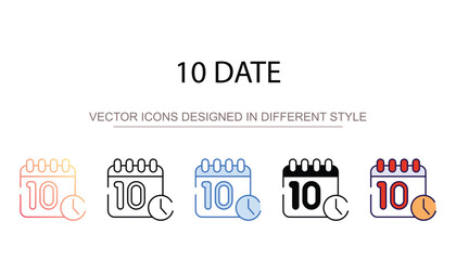 10 Date icon design with white background stock illustration