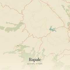 Fototapeta premium Vintage map of Rapale, France.