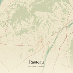 Fototapeta premium Vintage map of Rasteau, France.